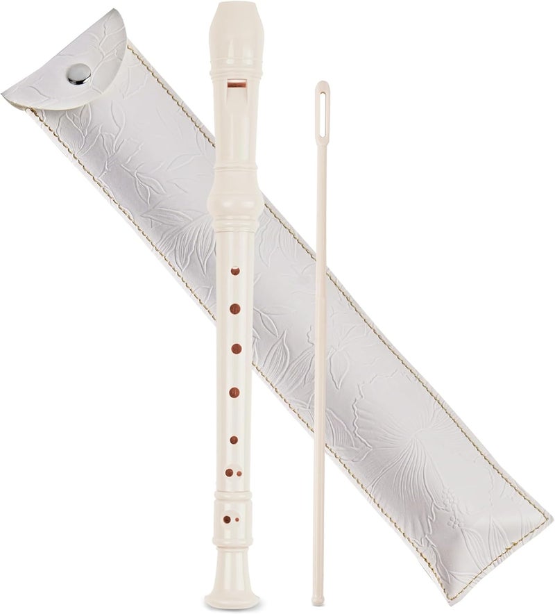 Haecsfl Recorder Instrument for Beginner Adults,8-Hole Soprano Descant Recorder Music Flute with with Cleaning Rod & Leather Case For Home Entertainment(2-Carved White) - Image 1